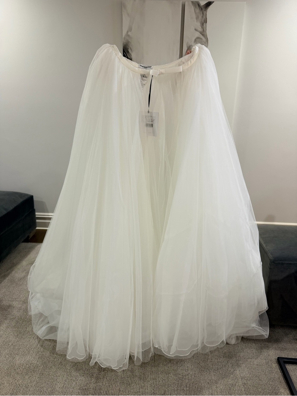 Brand New Bridal White A-Line Tulle Overskirt With Full Train